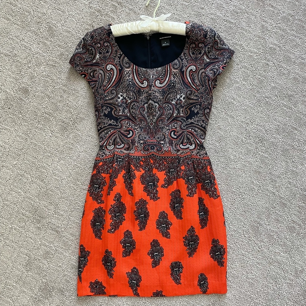 Club Monaco satin embossed dress. Size 0. Worn once, like new. Gorgeous.